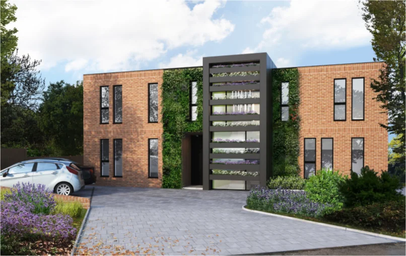 This image depicts the rear outside view of the project.