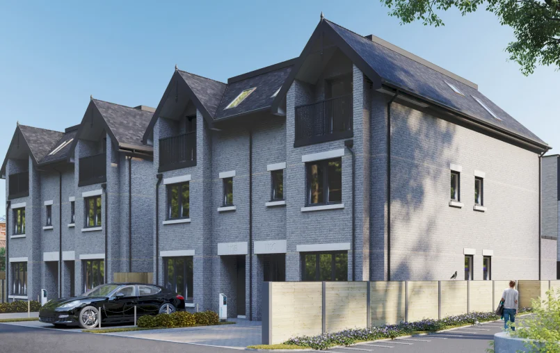 This image depicts the street view of the houses on Purley Oak Road.